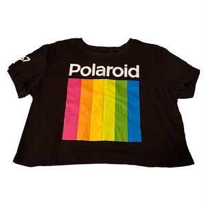 Forever 21 Large Polaroid Black Crop Top